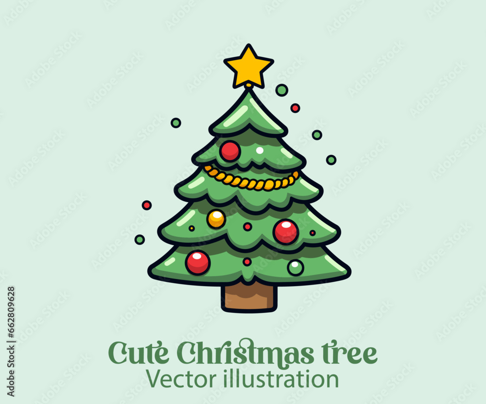 Happy winter holiday, Vector cute Christmas tree, Christmas cartoon Happy winter holiday, Vector cute Christmas tree, Christmas cartoon