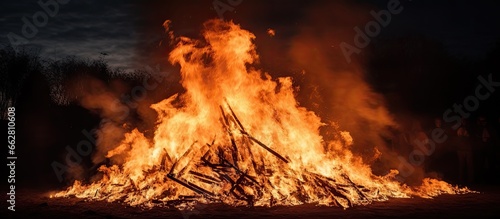 Effigy burned traditionally on bonfire With copyspace for text