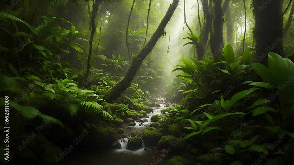 forest with captivating bright sun rays