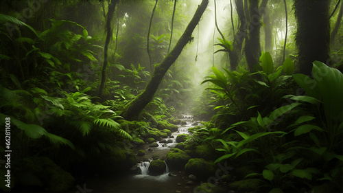 forest with captivating bright sun rays