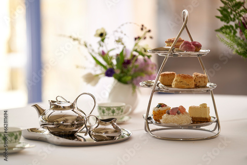 English Afternoon Tea Silverware With Cakes