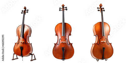 A cello, different versions, isolated
