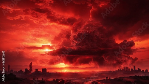 A scene of world war with red sky and clouds © Love Muhammad