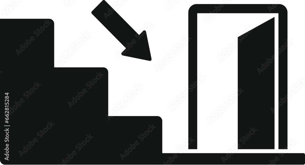 Emergency stairs exit icon simple vector. Alarm fire. Work security Emergency stairs exit icon simple vector. Alarm fire. Work security