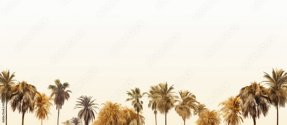 Charming palm trees on Beverly Hills iconic Rodeo Drive With copyspace for text - obrazy, fototapety, plakaty 