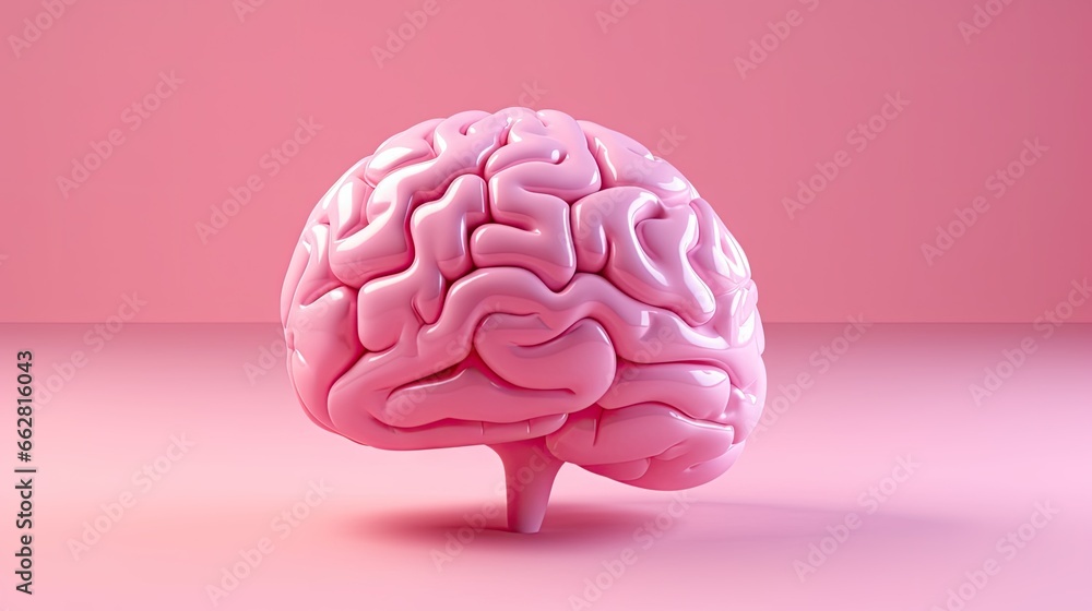 Human brain Anatomical Model slide on pink background. 3d rendering ...