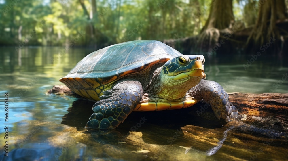 Fototapeta premium turtle basking at citrus wildlife management area, florida.