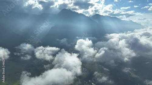 Sun rays through clouds in Tan Uyen, lai Chau photo