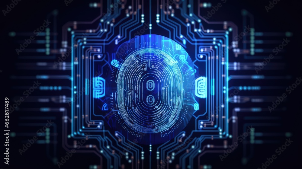 Obraz na płótnie Scanner security identity technology biometric safety digital verification fingerprint computer. w salonie