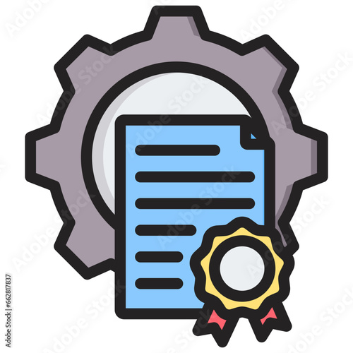 Automatic Certificate Outline Color Icon