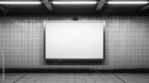 Mockup image of Blank billboard white screen posters and led in the subway station for advertising © HN Works