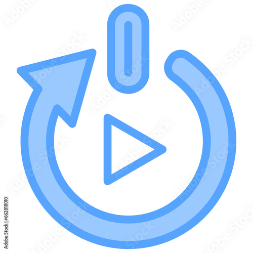 Start Automatically Blue Icon