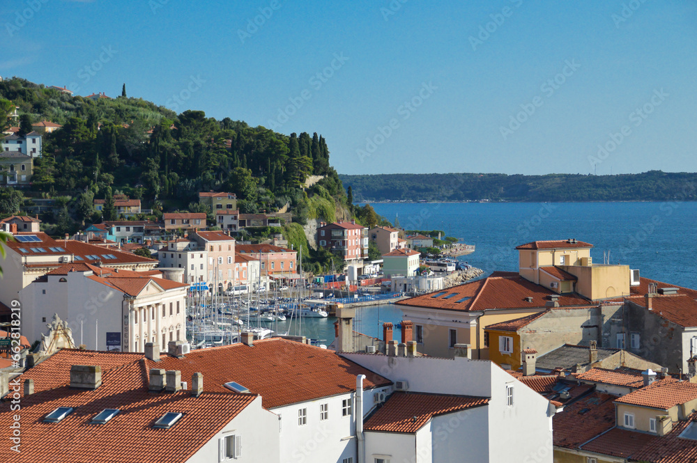 City old town country by sea, Piran, Slovenia