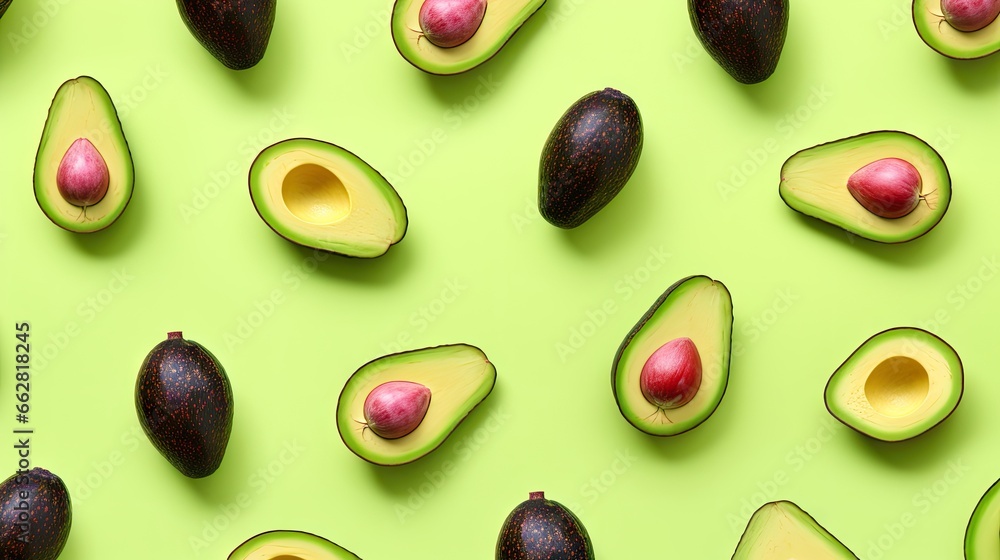 Avocado pattern on pink background. Top view. Banner. Pop art design, creative summer food concept. Green avocadoes, minimal flat lay style. Banner. Avocado pattern on pink background. Top view. Banner. Pop art design, creative summer food concept. Green avocadoes, minimal flat lay style. Banner.
