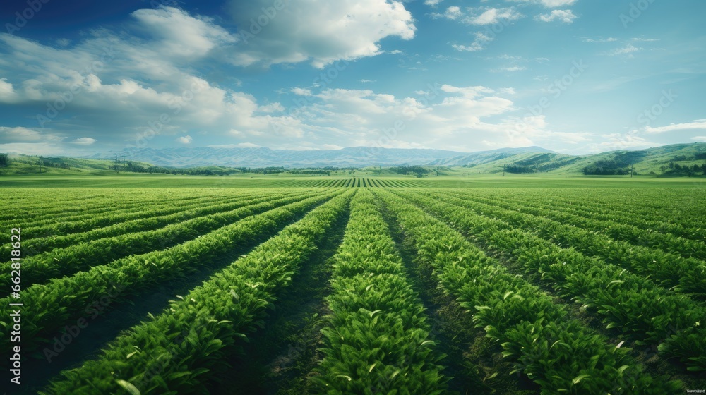 3d illustration agriculture field isolated in green background