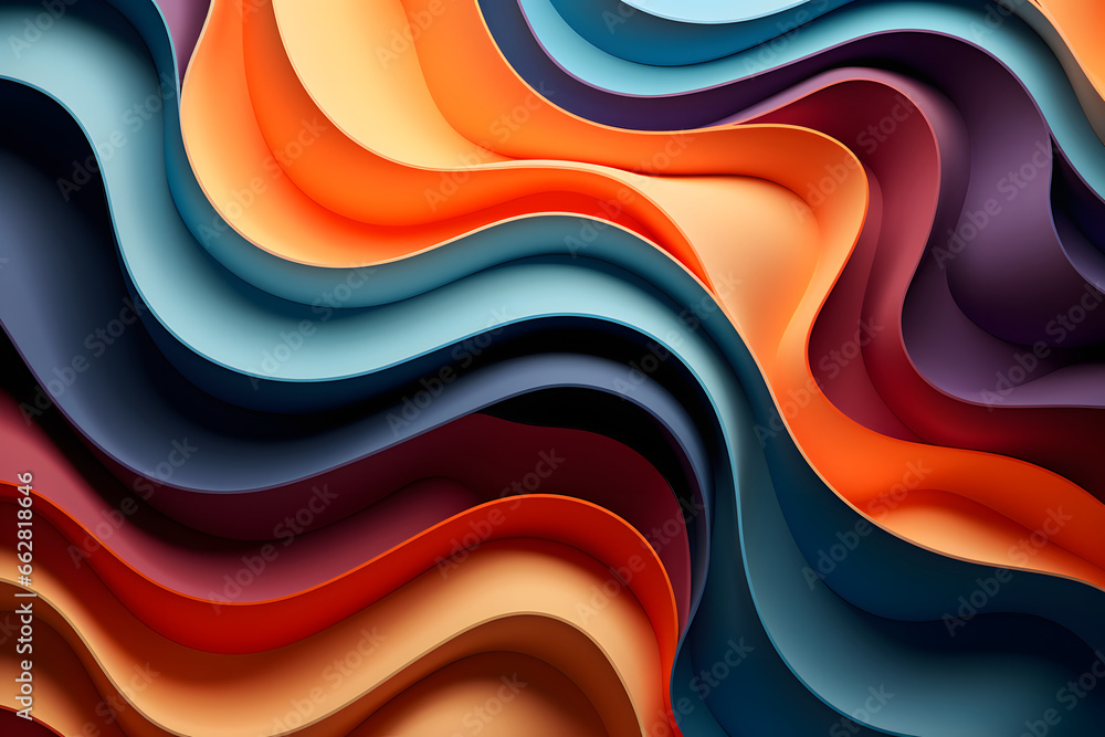 © akualip - Colorful wavy paper texture cut out design wallpaper background © akualip - Colorful wavy paper texture cut out design wallpaper background