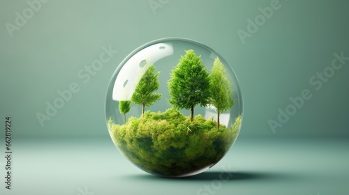 Globe earth eco concept. Earth world environment day symbol. Copy space. Minimal nature idea to artwork design