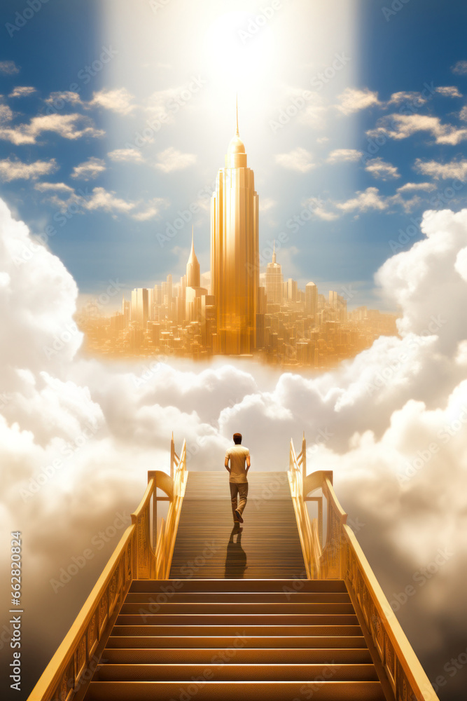Obraz premium The ladder that leads to heaven the Holy City the New Jerusalem the bride of Jesus Christ our Savior Generative AI Illustration