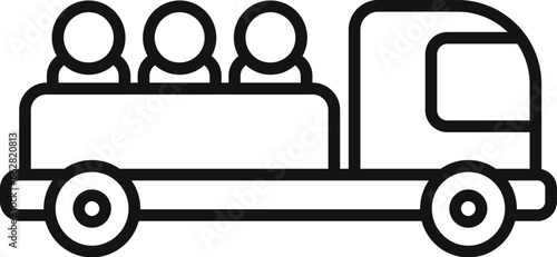 Truck people evacuation icon outline vector. Alarm fire. Run person