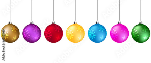 Colorful christmas balls isolated on white background. Vector illustration. Merry Christmas and Happy New Year. Holiday Xmas toy bauble fir tree.