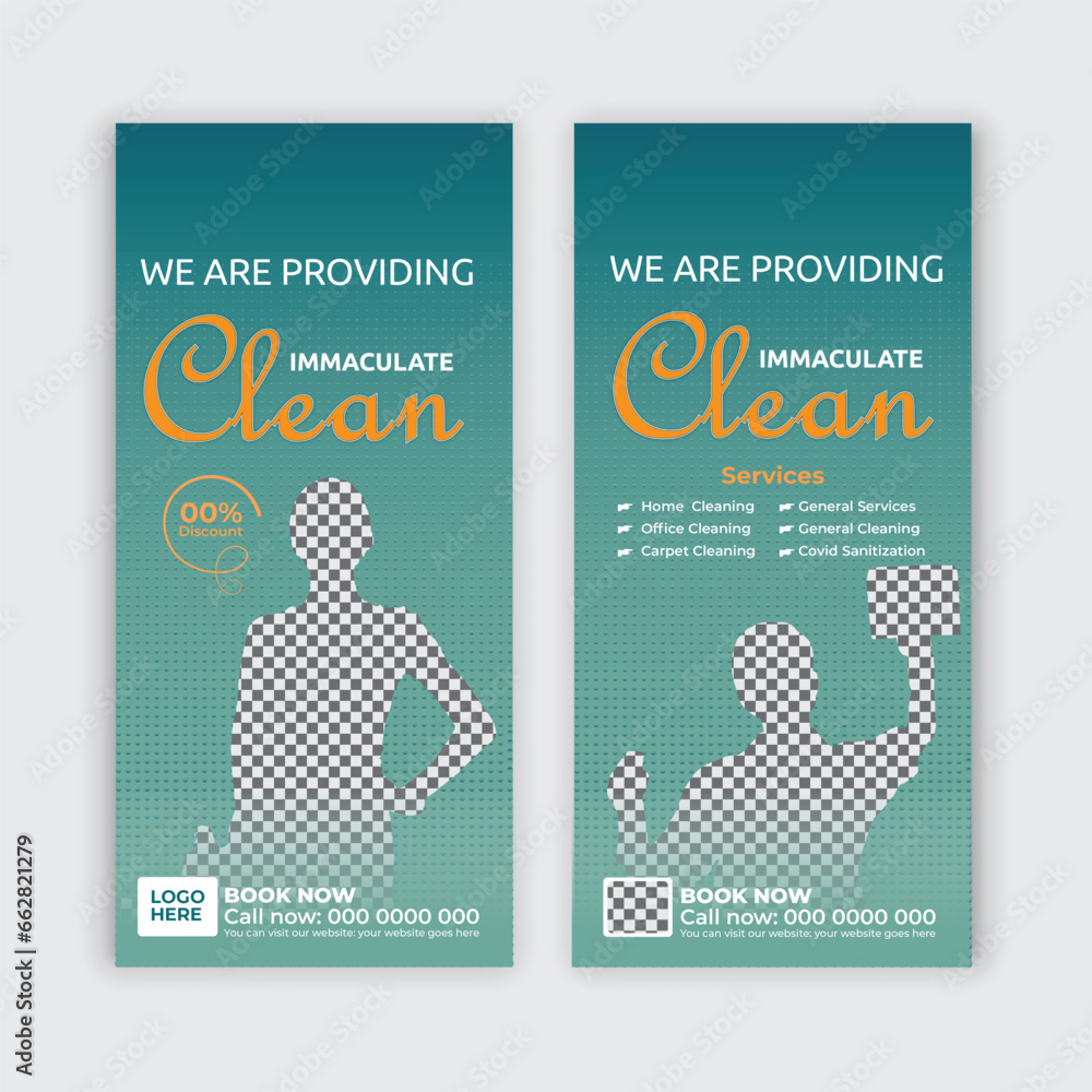 DL flyer, rack card, template for Roof washing, house washing, window