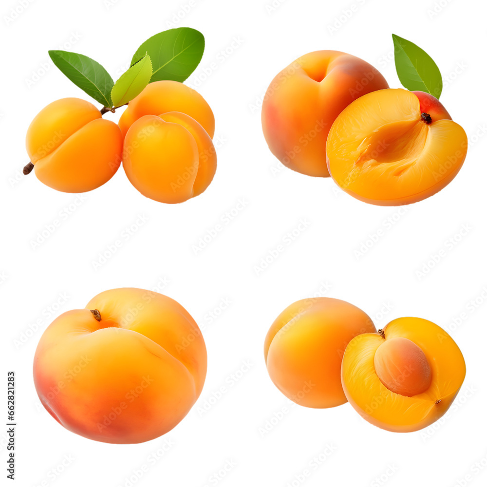set of apricots isolated set of apricots isolated