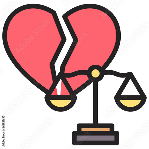 Divorce Outline Color Icon