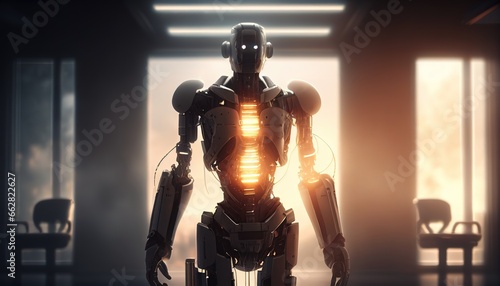 human robot on a lights blur bokeh © ranchuryukin