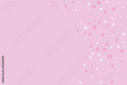 Pink shining stars scattered pink background free space your text design Wonderful blank greeting card poster banner Wedding birthday mother's day women's day Vector template Shimmering surface Shine