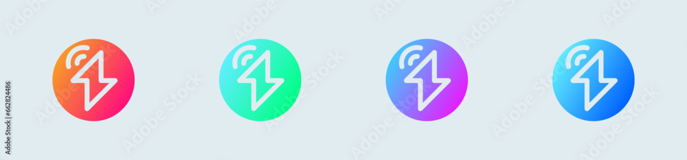Thunder solid icon in gradient colors. Lightning signs vector illustration. Thunder solid icon in gradient colors. Lightning signs vector illustration.