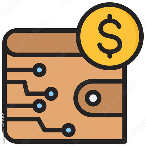 Digital Wallet Outline Color Icon