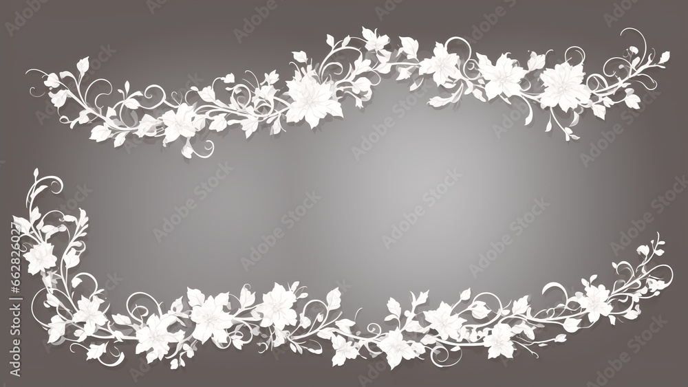 Floral Frame With White Flowers On A Gray Background