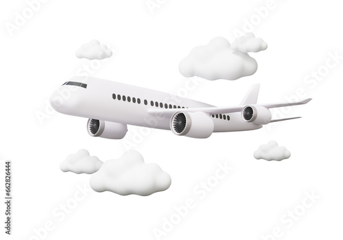Airline fly worldwide clouds travel tourism plane trip planning world tour. leisure touring holiday summer vacation concept. on isolated on background. logistics transportation. 3d rendering