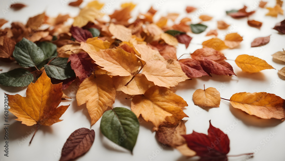 Fototapeta premium leaves on white