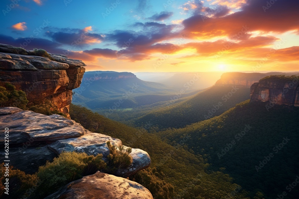 Stunning Australian landscape featuring majestic mountains and captivating scenery. Generative AI