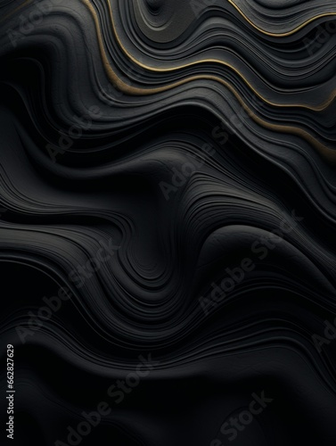 Black Marble Creative Abstract Wavy Texture. Flowing Digital Art Decoration. Abstract Realistic Surface Vertical Background. Ai Generated Vibrant Curly Pattern.