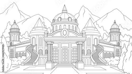 Vector illustration  beautiful historical palace castle