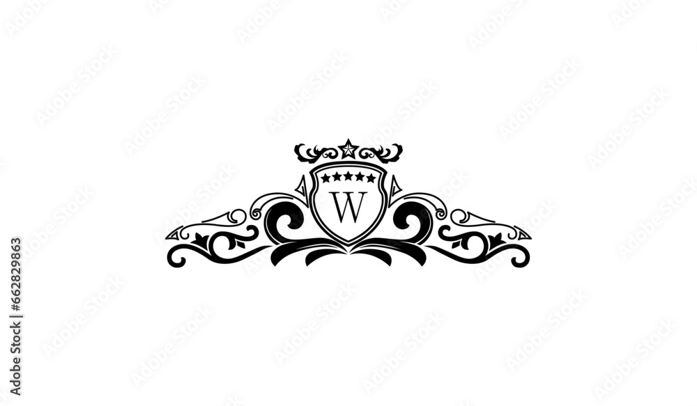 Black elegant corporative logo template W Black elegant corporative logo template W