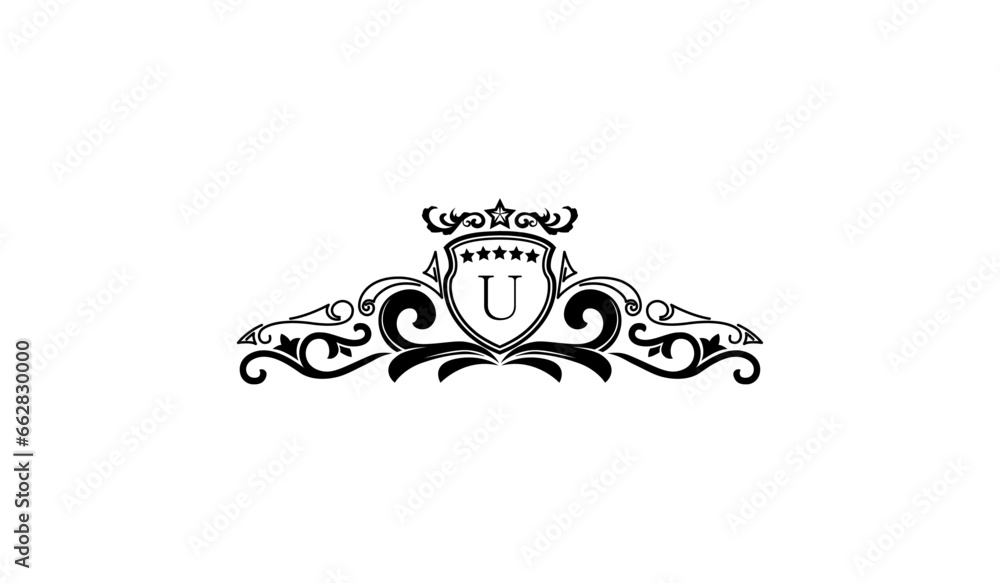 Black elegant corporative logo template U Black elegant corporative logo template U