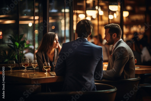 Business People Meeting at a Restaurant, Bar