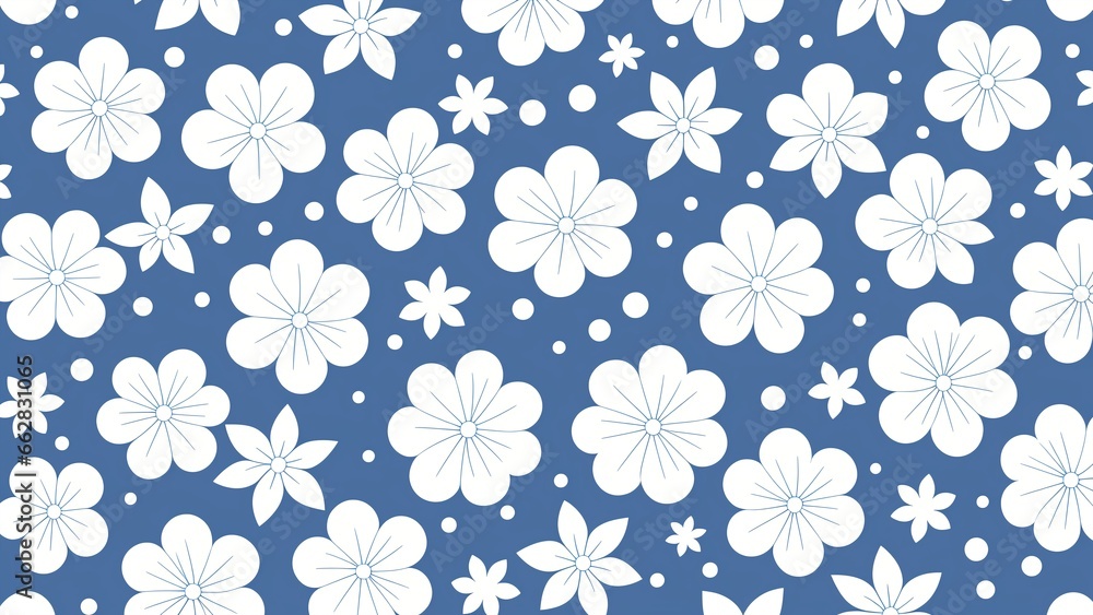 A White Flower Pattern On A Blue Background A White Flower Pattern On A Blue Background