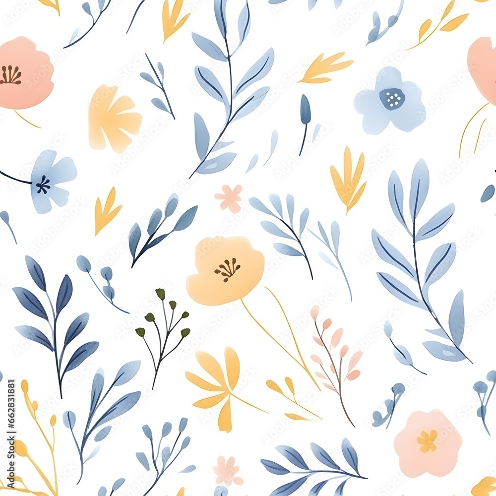 Seamless pattern with floral watercolour 