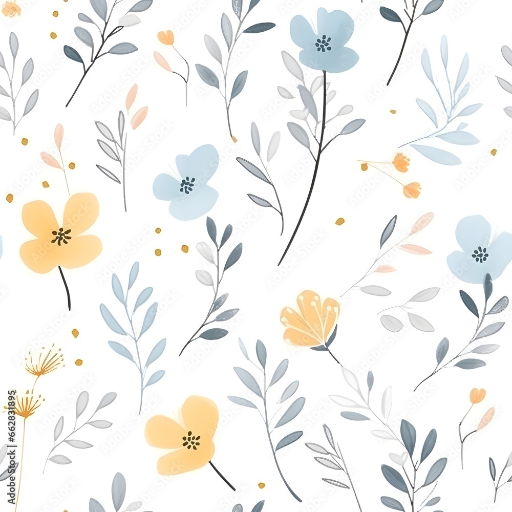 Fototapeta premium Seamless pattern with floral watercolour 