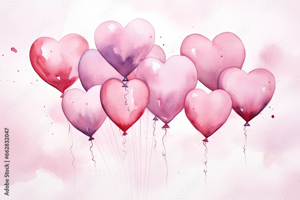 Romantic Heart-shaped Balloon Bouquet, Valentines Day Gift Card
