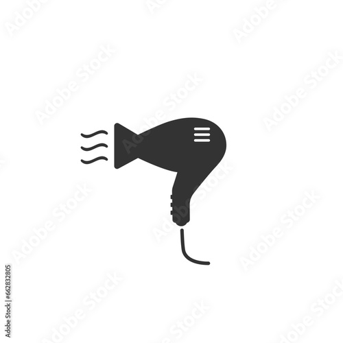 Hairdryer sign icon. Hair drying symbol. Blowing hot air. Turn on. Classic flat icon. Colored circles. Vector