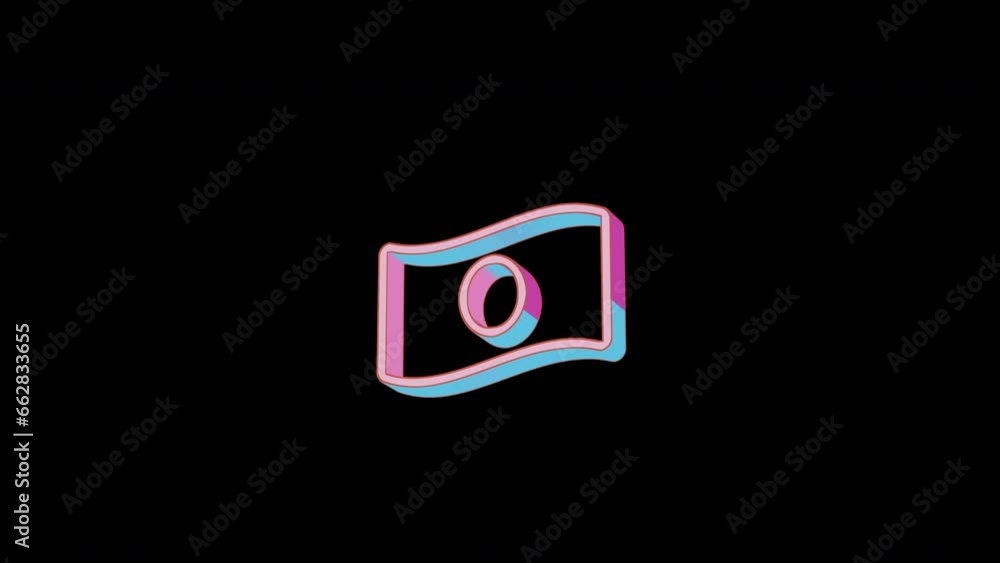 Bright money bill wave icon is jumping merrily. Retro style. Alpha channel black. Looped from frame 120 to 240, Alpha BW at the end Bright money bill wave icon is jumping merrily. Retro style. Alpha channel black. Looped from frame 120 to 240, Alpha BW at the end
