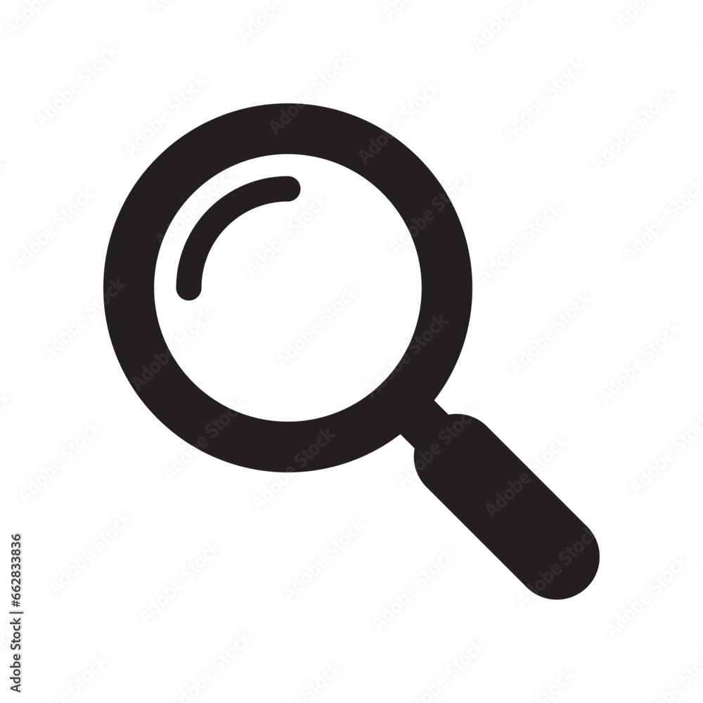 Magnifying glass icon, vector magnifier or loupe sign. Search icon. 