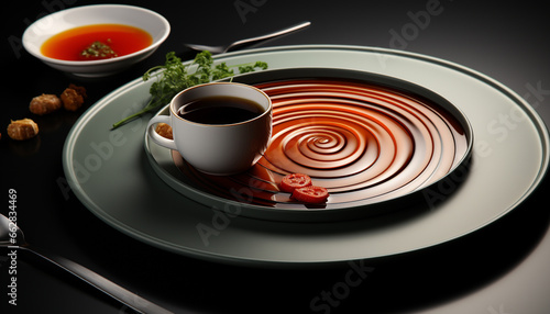 Freshness and elegance on a plate, a gourmet coffee break generated by AI