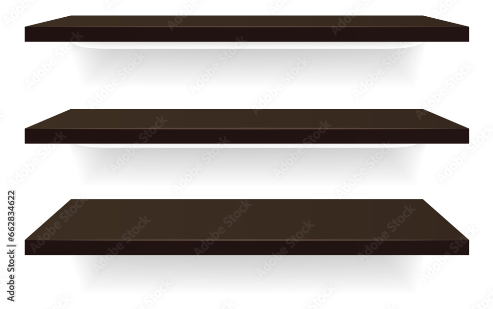Set different angle furniture shelves. Vector illustration Set different angle furniture shelves. Vector illustration