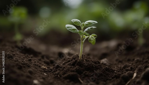 New life sprouts from small seedling in fresh green environment